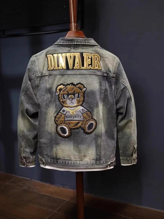 Men's Plus Size Button Up Long Sleeve Denim Jacket